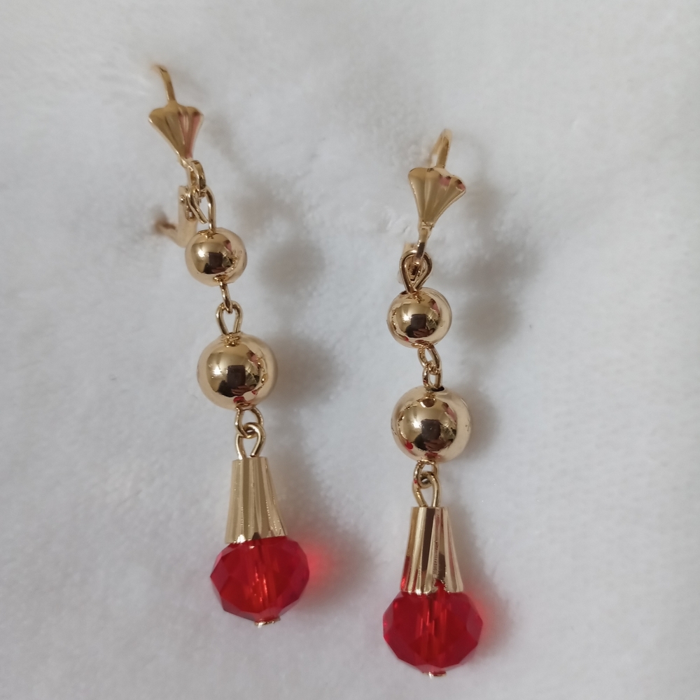 Red gold filled earrings